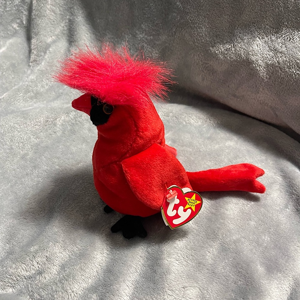 🐦 TY Beanie Baby “Mac” the Cardinal (1998/1999) – Bright Red, Tag Error